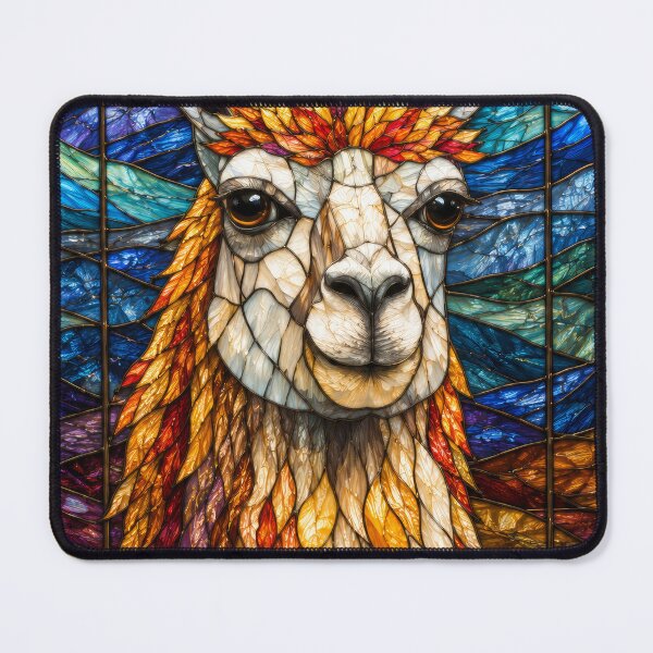 Item preview, Llama Stained Glass Mountain Mosaic designed and sold by pinkal.