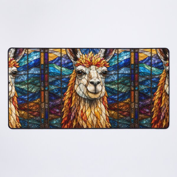 Item preview, Llama Stained Glass Mountain Mosaic designed and sold by pinkal.