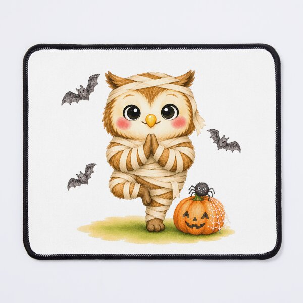 Item preview, Halloween Tree Pose Mummy Owl designed and sold by YogiAnimalArt.