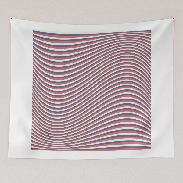 Item preview, Forest mint,bubblegum pink and  baltic blue color strips waves. designed and sold by Designfs.