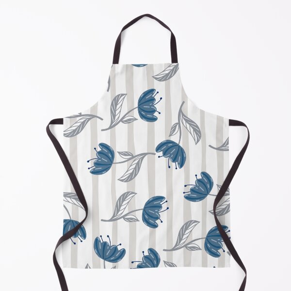 Item preview, Blue Floral Pattern on Soft Neutral Stripes designed and sold by ​Jyoti Digital Artist.