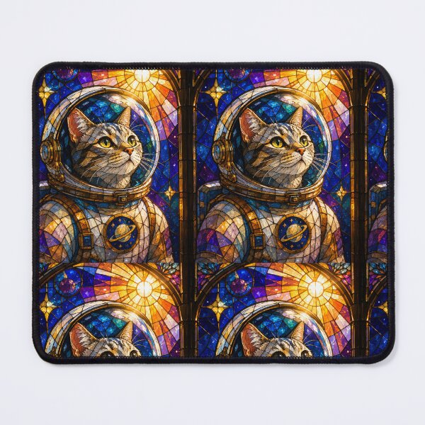 Item preview, Cosmic Stained Glass Astronaut Cat Art designed and sold by Ink-verse-.