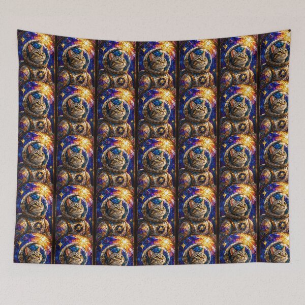 Item preview, Cosmic Stained Glass Astronaut Cat Art designed and sold by Ink-verse-.