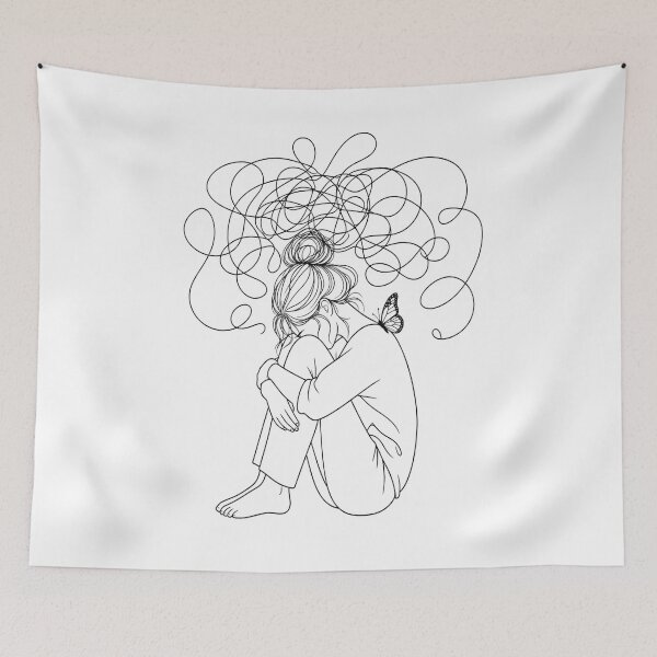 Item preview, Overthinking Mind Mental Health Line Art designed and sold by JMDG Studio.