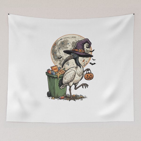 Item preview, Spooky Cute Halloween Bin Chicken Witch Under the Full Moon Pumpkin designed and sold by SOUFIANE1991.