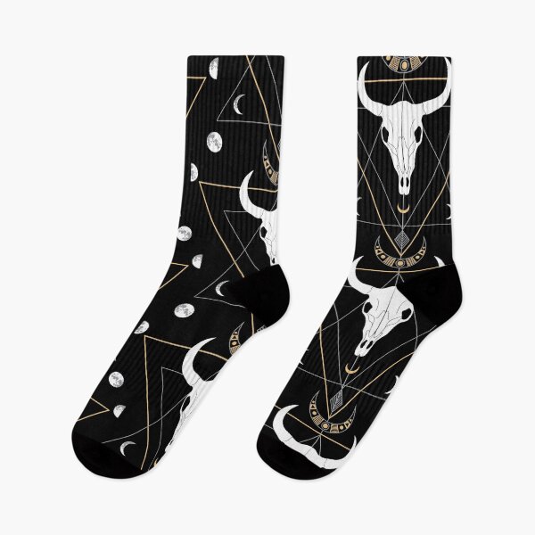 Item preview, Celestial Bull Skull Pattern with Moon Phases designed and sold by Sveta Aho.