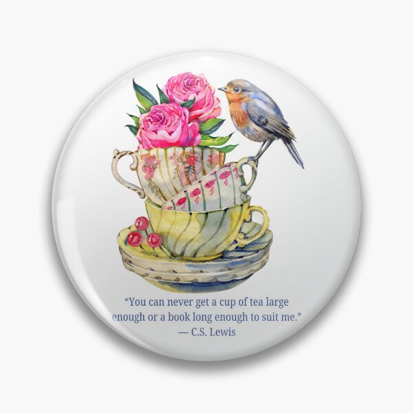 Item preview, Vintage Cup Stack with Bird and C. S. Lewis Tea Quote designed and sold by AnimaliaStar.