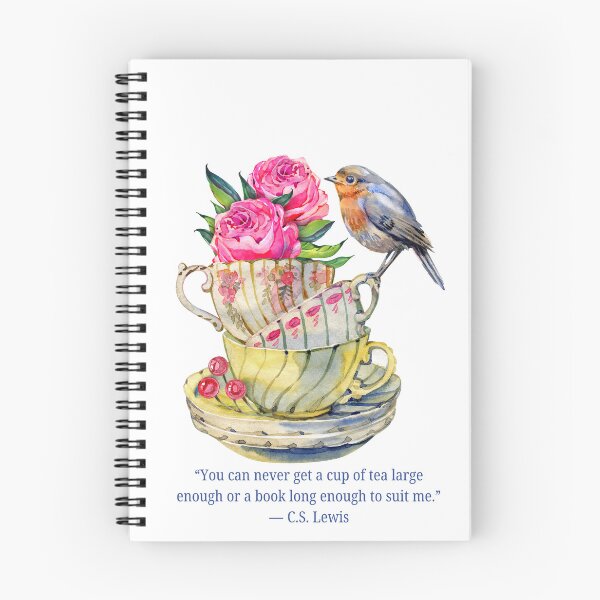 Item preview, Vintage Cup Stack with Bird and C. S. Lewis Tea Quote designed and sold by AnimaliaStar.