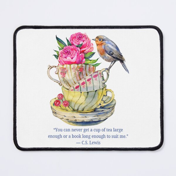Item preview, Vintage Cup Stack with Bird and C. S. Lewis Tea Quote designed and sold by AnimaliaStar.