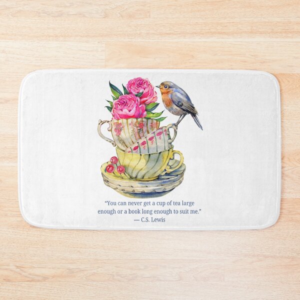 Item preview, Vintage Cup Stack with Bird and C. S. Lewis Tea Quote designed and sold by AnimaliaStar.