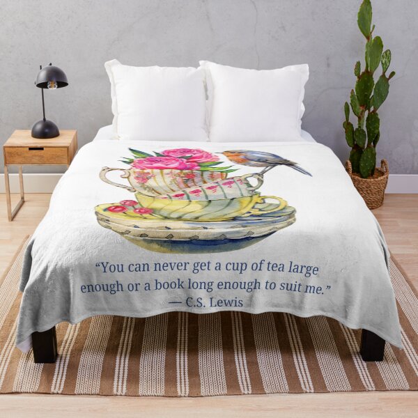 Item preview, Vintage Cup Stack with Bird and C. S. Lewis Tea Quote designed and sold by AnimaliaStar.