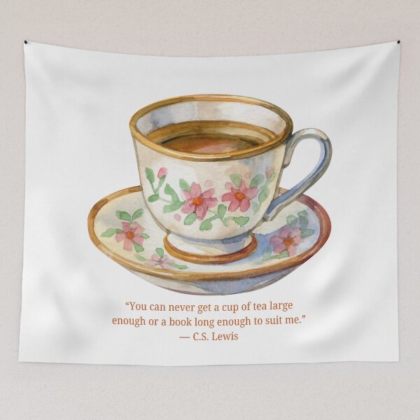 Item preview, Vintage Cup With C. S. Lewis Tea Quote designed and sold by AnimaliaStar.