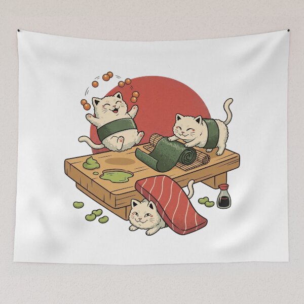 Item preview, Sushi Kitty Trio – Cute Japanese Food Cats designed and sold by Timegraf.