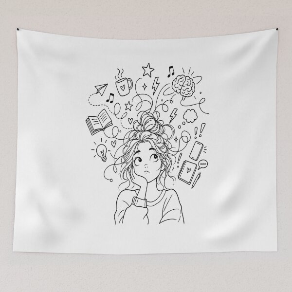 Item preview, Overthinking Busy Mind Mental Health Art designed and sold by JMDG Studio.