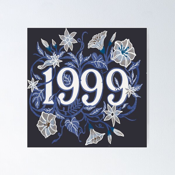 Item preview, Vintage 1999 Art Nouveau Blue Botanical Floral designed and sold by altastudio.