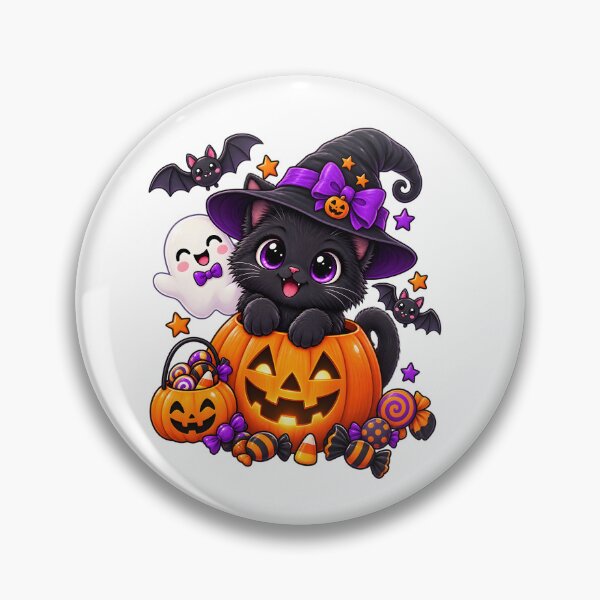 Item preview, Cute Black Cat Witch Halloween Pumpkin designed and sold by TinyWeird.