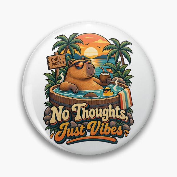 Item preview, Capybara No Thoughts Just Vibes – Retro Hot Tub Chill Animal designed and sold by LuxeBuzz.