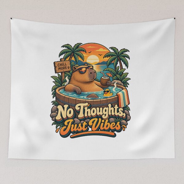 Item preview, Capybara No Thoughts Just Vibes – Retro Hot Tub Chill Animal designed and sold by LuxeBuzz.