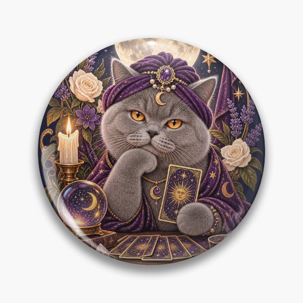 Item preview, Mystical Tarot Cat Fortune Teller – Witchy Moon & Crystal Ball designed and sold by IRYNASHOP.