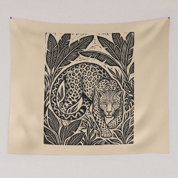 Item preview, Leopard Linocut Vintage Jungle Cat Woodland Animal designed and sold by Y-Vibes.