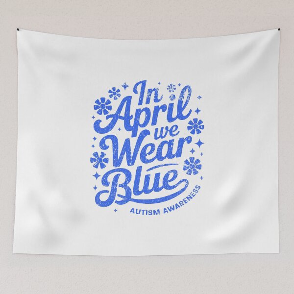 Item preview, In April We Wear Blue Autism Awareness Retro Flowers designed and sold by drchzak.