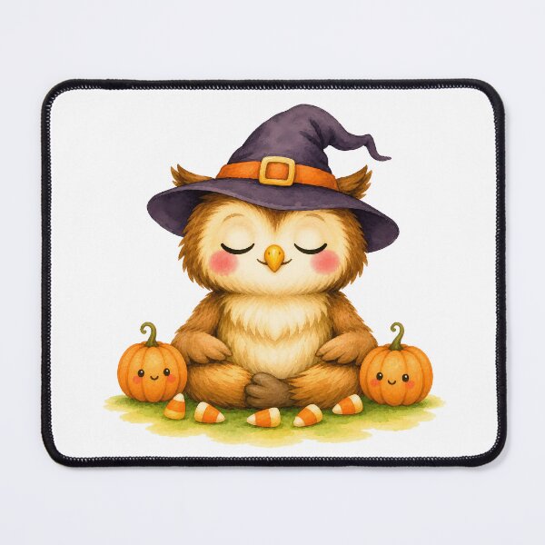 Item preview, Halloween Lotus Owl in a Witch’s Hat designed and sold by YogiAnimalArt.
