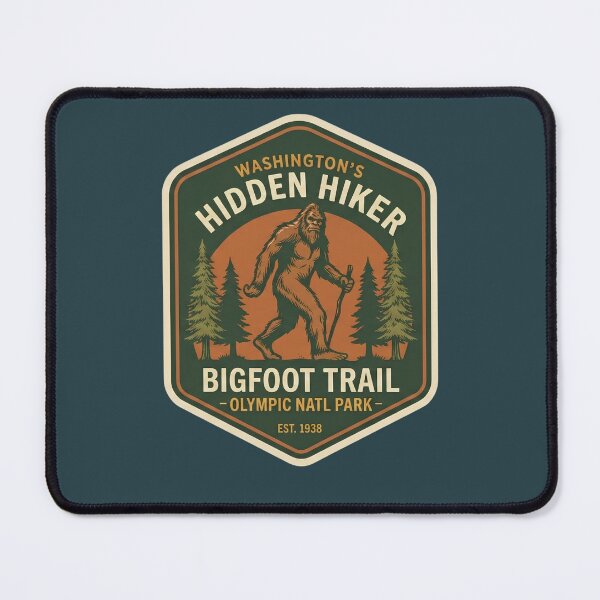 Item preview, Olympic National Park Bigfoot Trail Hidden Hiker Retro Badge designed and sold by LittleArij.