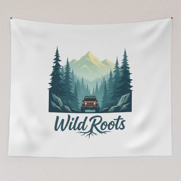 Item preview, Wild Roots Off Road Jeep Pine Forest Mountain Adventure Art designed and sold by GlowAura7.