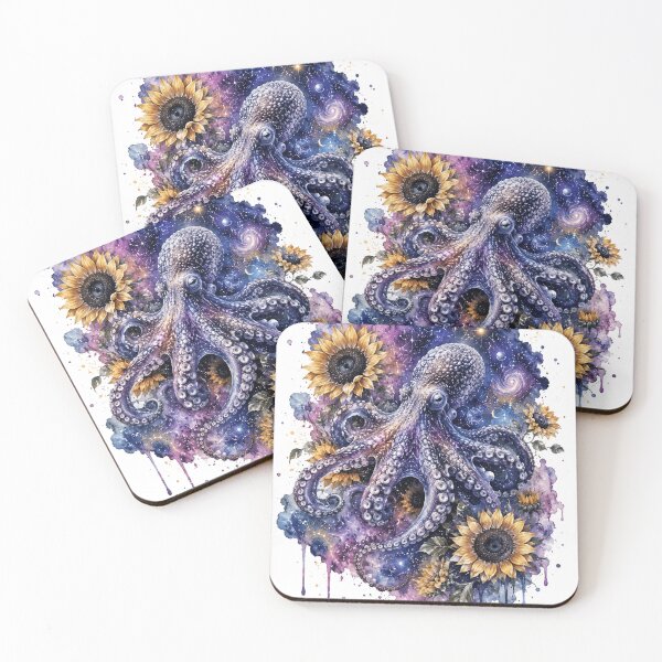 Item preview, octopus with watercolor flowers designed and sold by Anime9122.