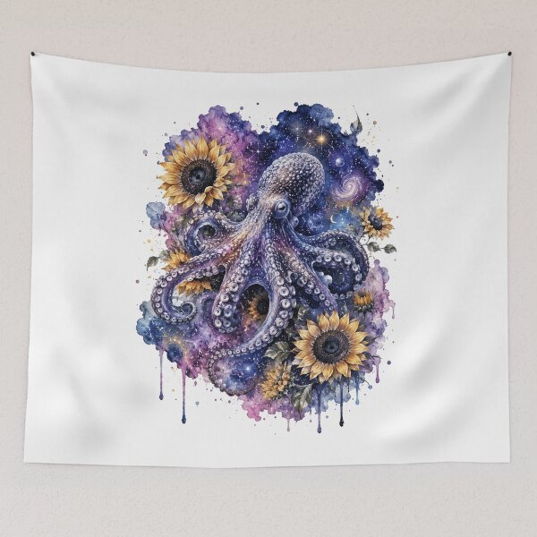 Item preview, octopus with watercolor flowers designed and sold by Anime9122.