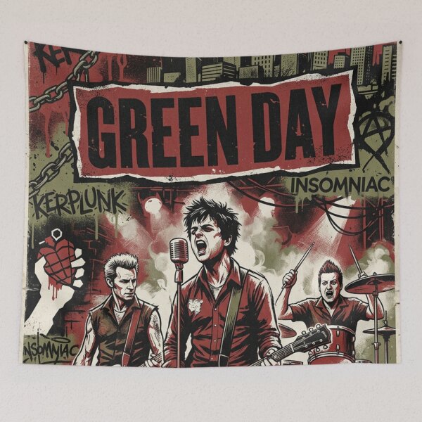 Item preview, Green Day Original Custom Vintage Music Poster Wall Art designed and sold by Cool Robot Bro..