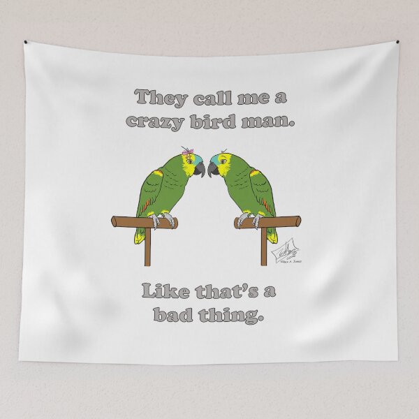 Item preview, Crazy Bird Man Blue Fronted Amazon designed and sold by Laughing Parrot Studio.