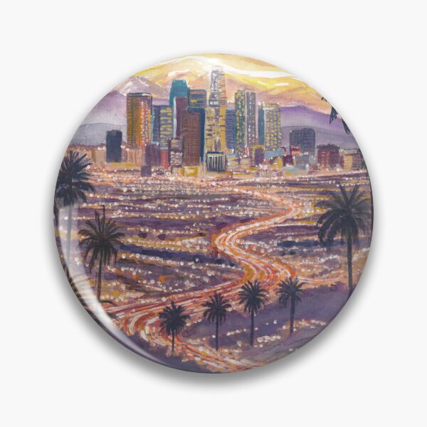 Item preview, Los Angeles Twilight Above Highways Palms and Downtown designed and sold by artshop77.