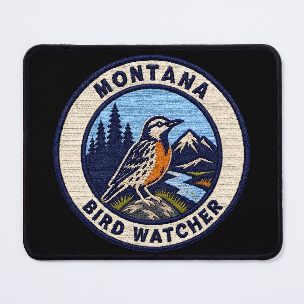 Item preview, Montana Bird Watcher Western Meadowlark Mountain Patch designed and sold by The-Drip-Studio.