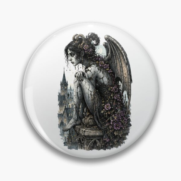 Item preview, Gothic Gargoyle in Bloom designed and sold by Edenglow Prints & Peculiars.