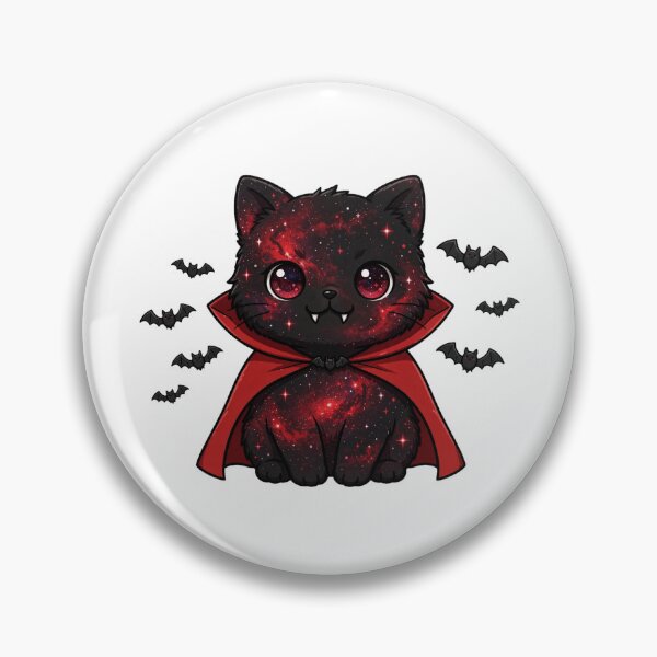 Item preview, Vampire Galaxy Cat - Dracula Cat with Red Cape and Bats - Gothic Halloween Cat designed and sold by PrettyCrypt.