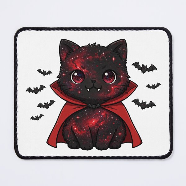 Item preview, Vampire Galaxy Cat - Dracula Cat with Red Cape and Bats - Gothic Halloween Cat designed and sold by PrettyCrypt.