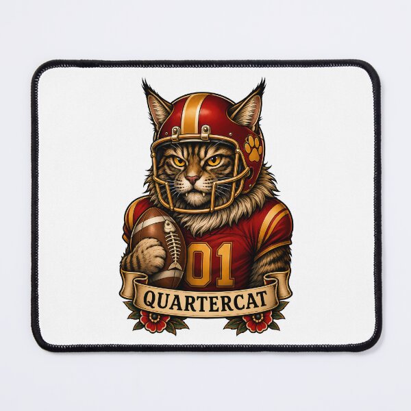 Item preview, Quartercat Football Maine Coon Traditional Tattoo designed and sold by Old's Cool Cat Studio.