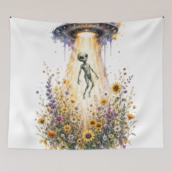 Item preview, alien being abducted in flower garden designed and sold by Anime9122.