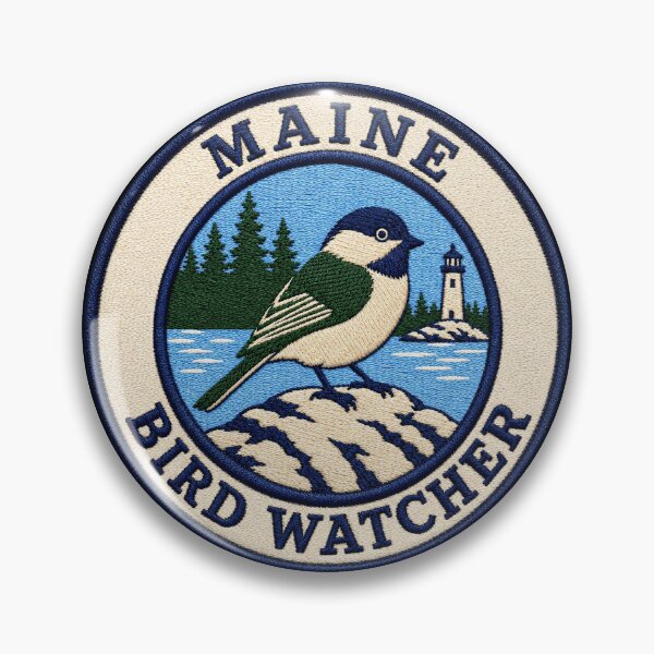 Item preview, Maine Bird Watcher Black-Capped Chickadee Coastal Patch designed and sold by The-Drip-Studio.