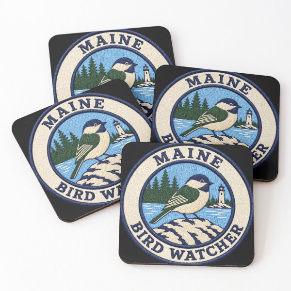 Item preview, Maine Bird Watcher Black-Capped Chickadee Coastal Patch designed and sold by The-Drip-Studio.