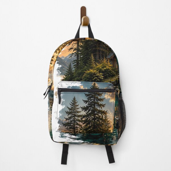 Item preview, Lake Cabin and Boat Sunrise Wilderness Art designed and sold by FutureGarb.