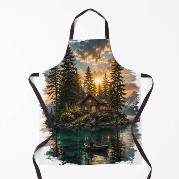 Item preview, Lake Cabin and Boat Sunrise Wilderness Art designed and sold by FutureGarb.
