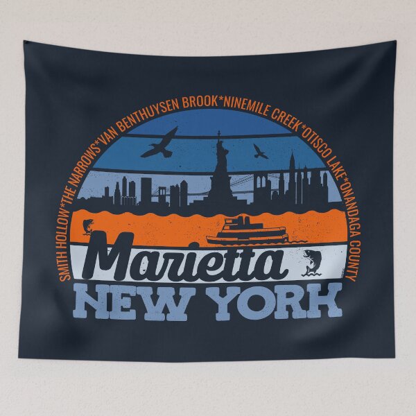 Item preview, Marietta New York Sunset Retro Vintage Local Pride Logo designed and sold by CRHPOD20.
