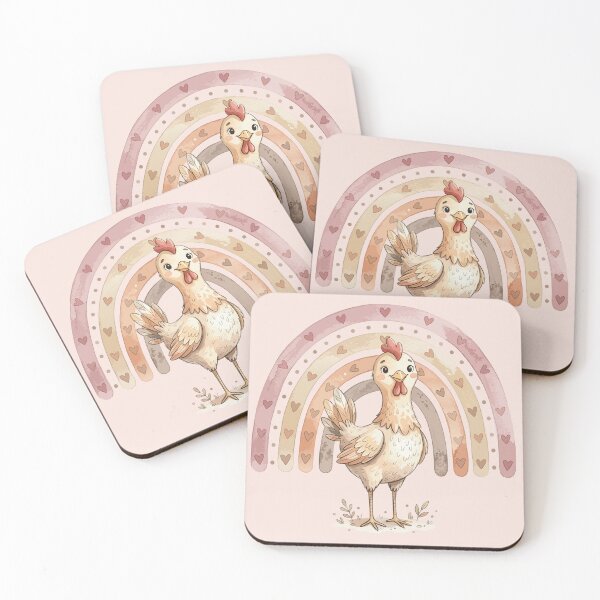 Item preview, Cute Boho Rainbow Chicken Aesthetic Cottagecore Farmhouse Art designed and sold by chriswo-design.