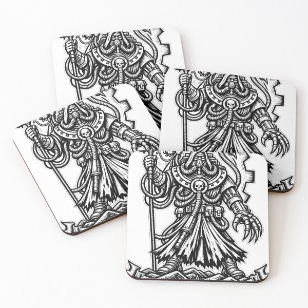Item preview, Flesh Is Weak – Grimdark Tech-Priest Woodcut designed and sold by Cohaagens Bazaar.