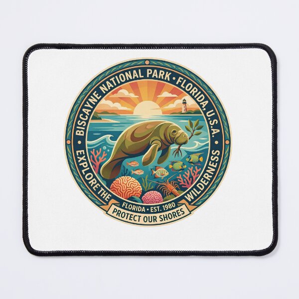 Item preview, Biscayne National Park Florida Manatee Ocean Coral Reef Badge designed and sold by LittleArij.