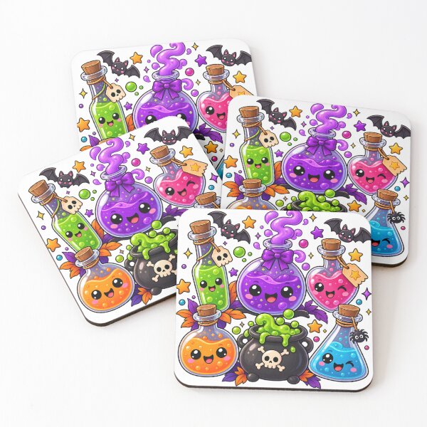 Item preview, Cute Halloween Magic Potion Bottles & Cauldron designed and sold by TinyWeird.