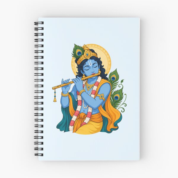 Item preview, Lord Krishna Playing the Flute | Hindu Devotional Art designed and sold by Myra365Art.