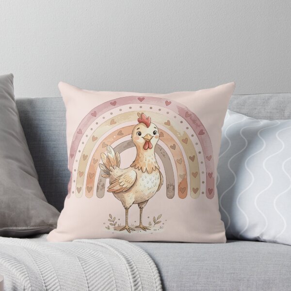 Artikelvorschau, Cute Boho Rainbow Chicken Aesthetic Cottagecore Farmhouse Art entworfen und verkauft von chriswo-design.